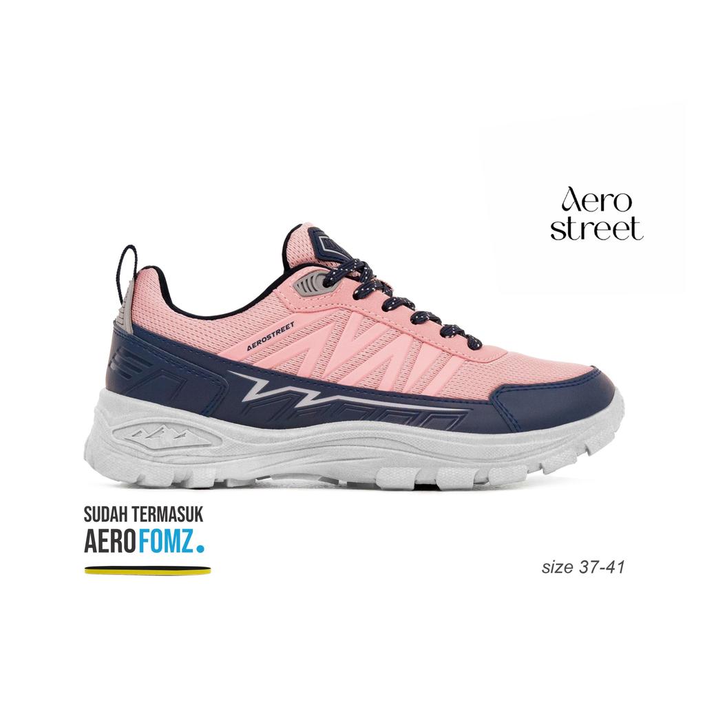 Aerostreet LC Trex Sepatu Outdoor Sneakers Wanita Pria 37-41 Abu Biru Tua Merah Muda Hiking Ringan N