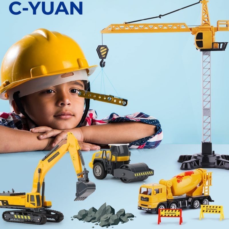 Miniatur Tower Crane Alloy 1:55 Diecast – Construction Crane Model Display & Mainan Anak