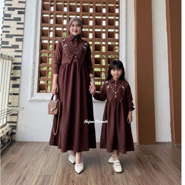 Agista Dress Soft Knit Bordir -Gamis Wanita Elegan - Gamis Mewah - Gamis All Size