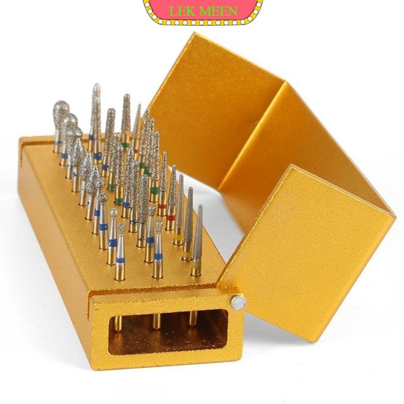 lekmeen- Dental Diamond Bur Set Highspeed 30pcs Bur Gigi Dan Bur Holder Bur Preparasi Gigi