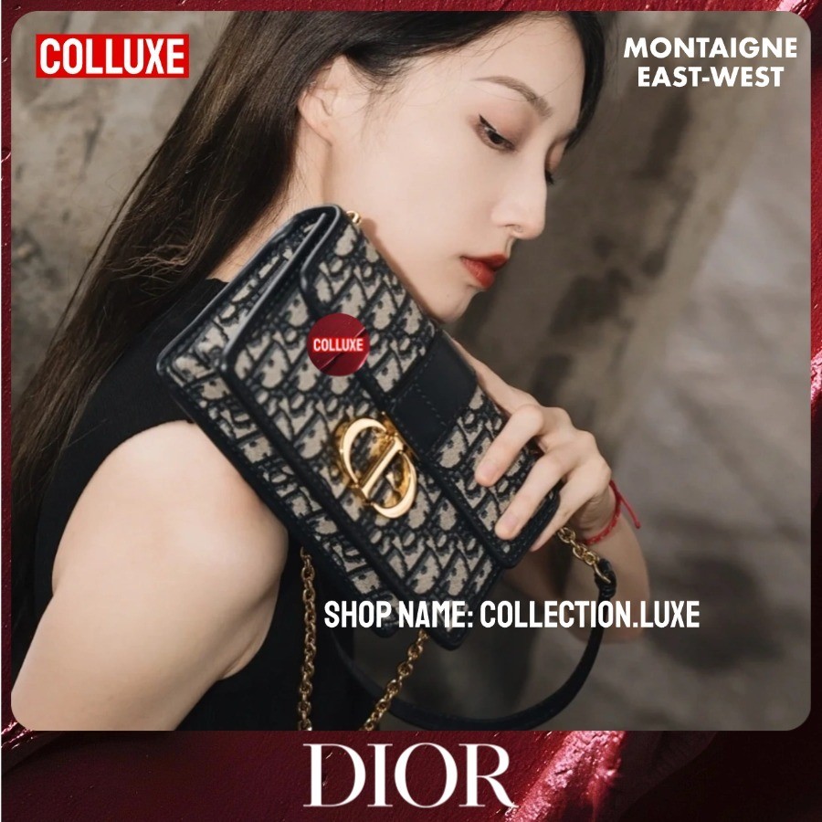 Menyediakan resi Dior 30 MONTAIGNE EAST-WEST CHAIN BAG 21cm Tas punggung wanita