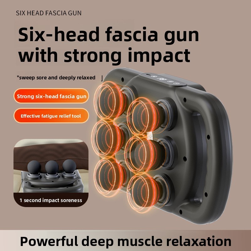 6-Head Fascia Gun High-Frequency Vibration Body Massage Gun Back and Waist Massager Massager Neck Sh