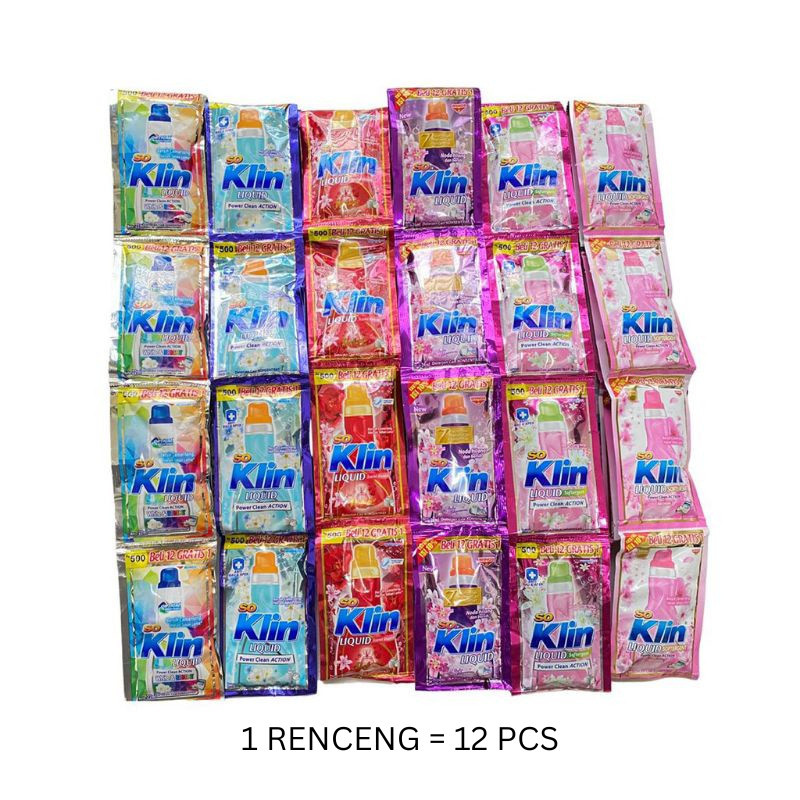 SOKLIN CAIR SACHET 22ml RENCENG 12 PCS ANTI BACTERIAL DETERGEN PAKAIAN ECERAN WHITE BRIGHT PERFUME S