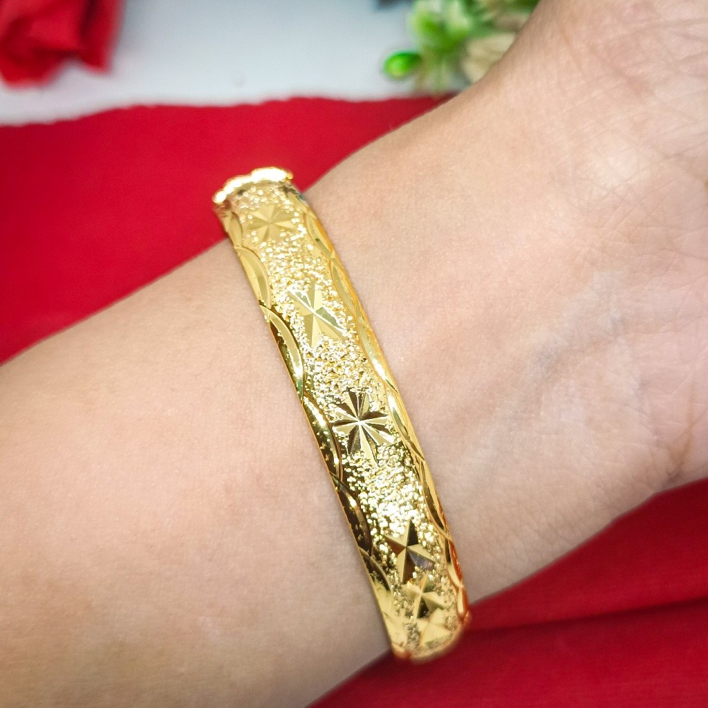 Gelang Bangkok Dewasa Aksesoris Super Elegan Dan Mewah Pasir Titanium Ukir Besar Aksesoris Dubai Gel