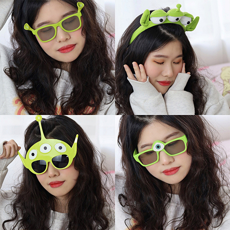 Hadiah Hari Anak Lucu Halloween Headband Kartun Plush Anak Tiga Mata Masker Shrek Headband Lucu