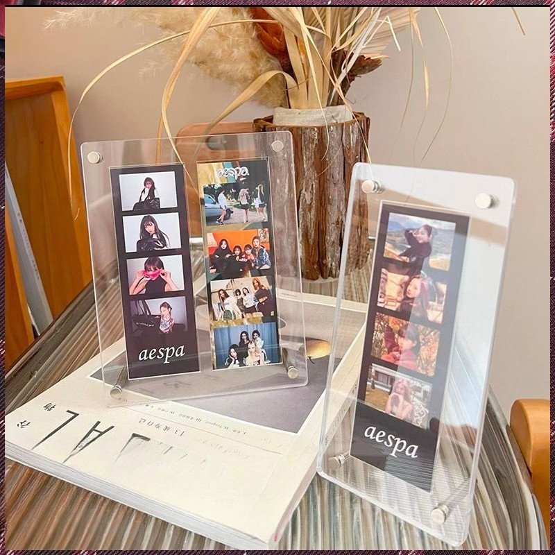 Life 4 cut Photo Frame HD Clear Acrylic 4 Grid Picture Holder for Polaroid Postcards, Bookmarks Cute