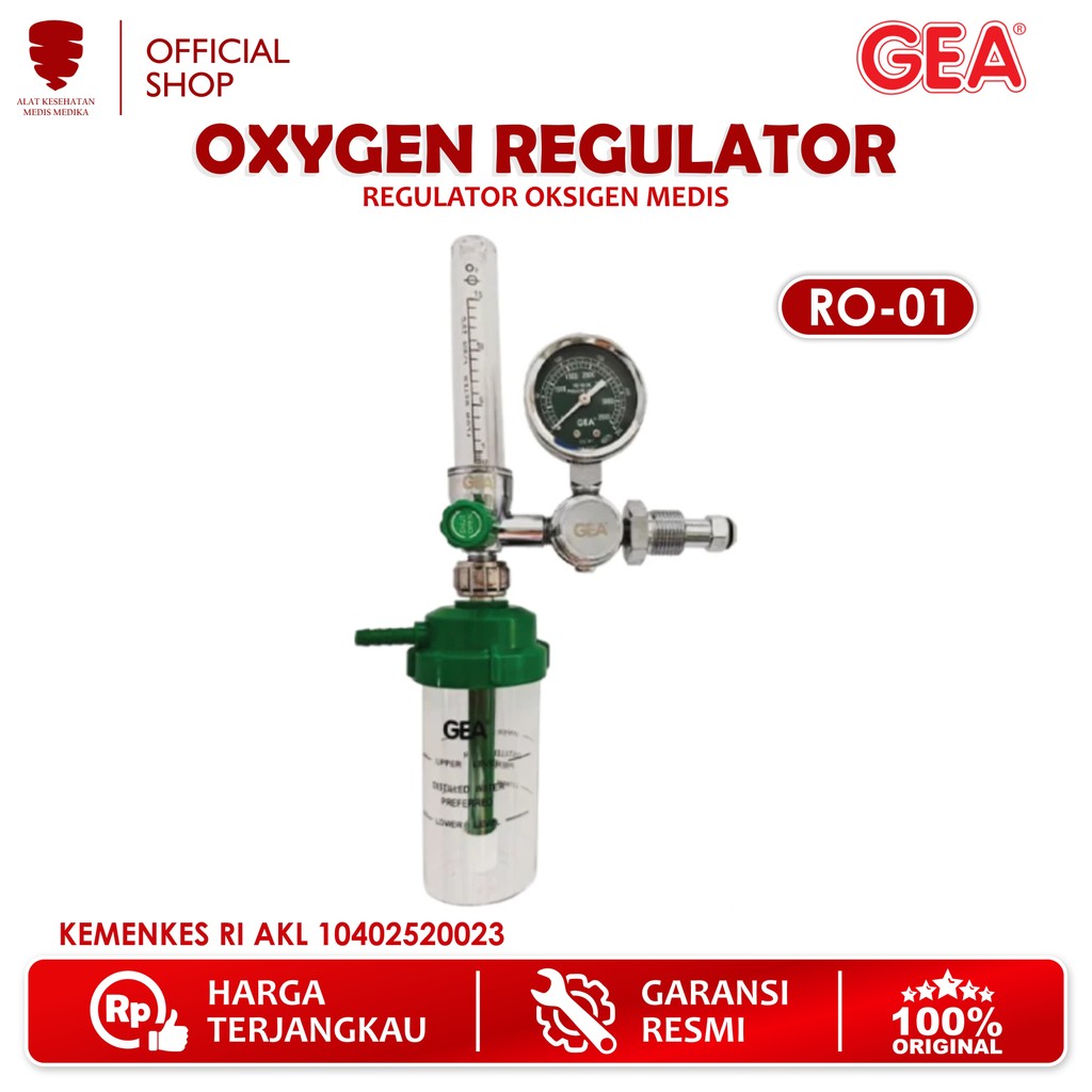 Gea Regulator Oksigen XY 98 RO-01 Tabung Oxigen Medical Oxygen Alat Bantu Pernapasan O2 XY98B YR 86 