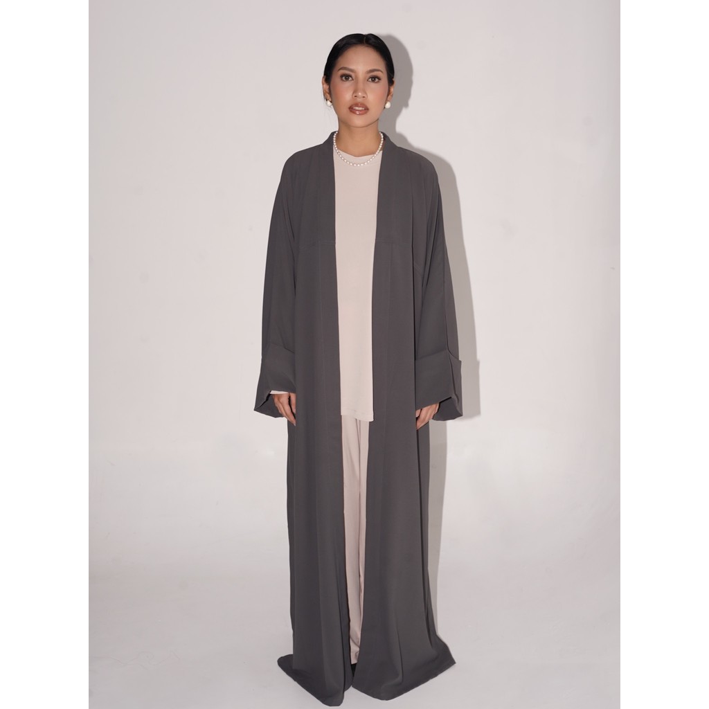 QANNA - Folded Long Outer | Outer Wanita Panjang Abaya Gamis Flowy Double Stretch