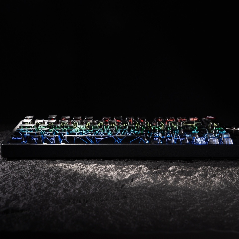 XVX Spider Web Keycaps OEM Profile Shine Through IMD-Tech Keycap Set 118 Keys Black Backlight(only k