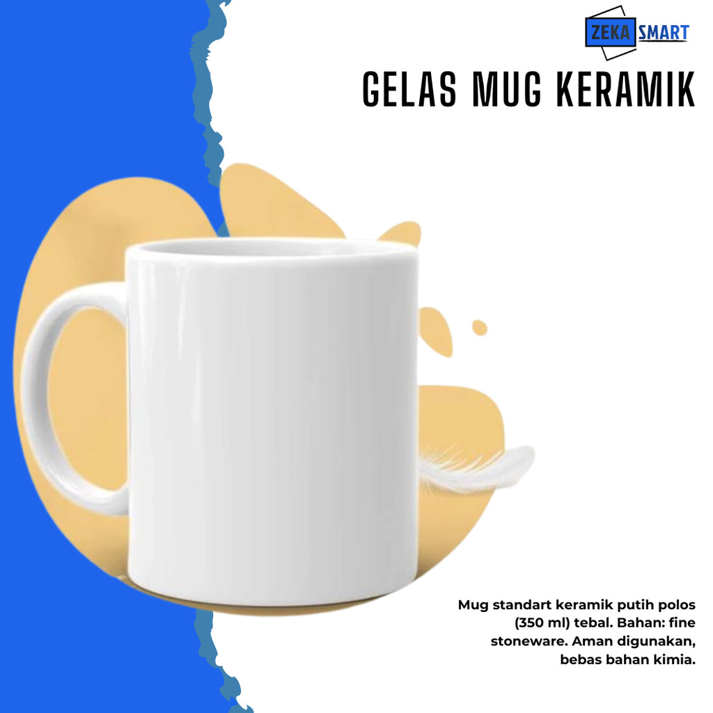 Mug Keramik Putih Polos 11oz / Bahan Mug custom SNI Coating / Mug Coating Polos Lokal Bukan Mug Impo