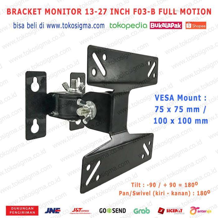 Braket breket BRACKET F03 untuk PC Monitor Curve FLAT TV 14 17 19 21 22 23 24 27 inch pasang di Dind