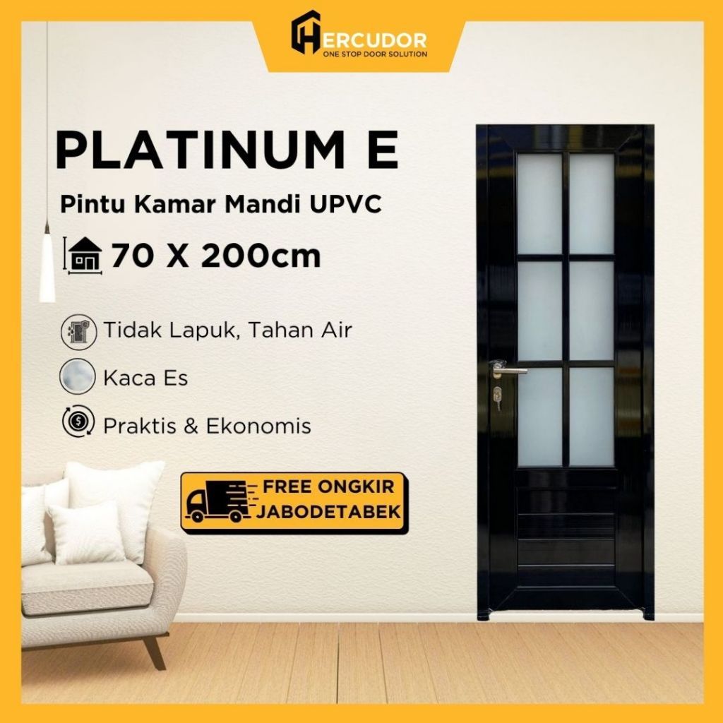 PLATINUM UPVC - Pintu Kamar Mandi UPVC Tebal PLATINUM 70x200 - E Series