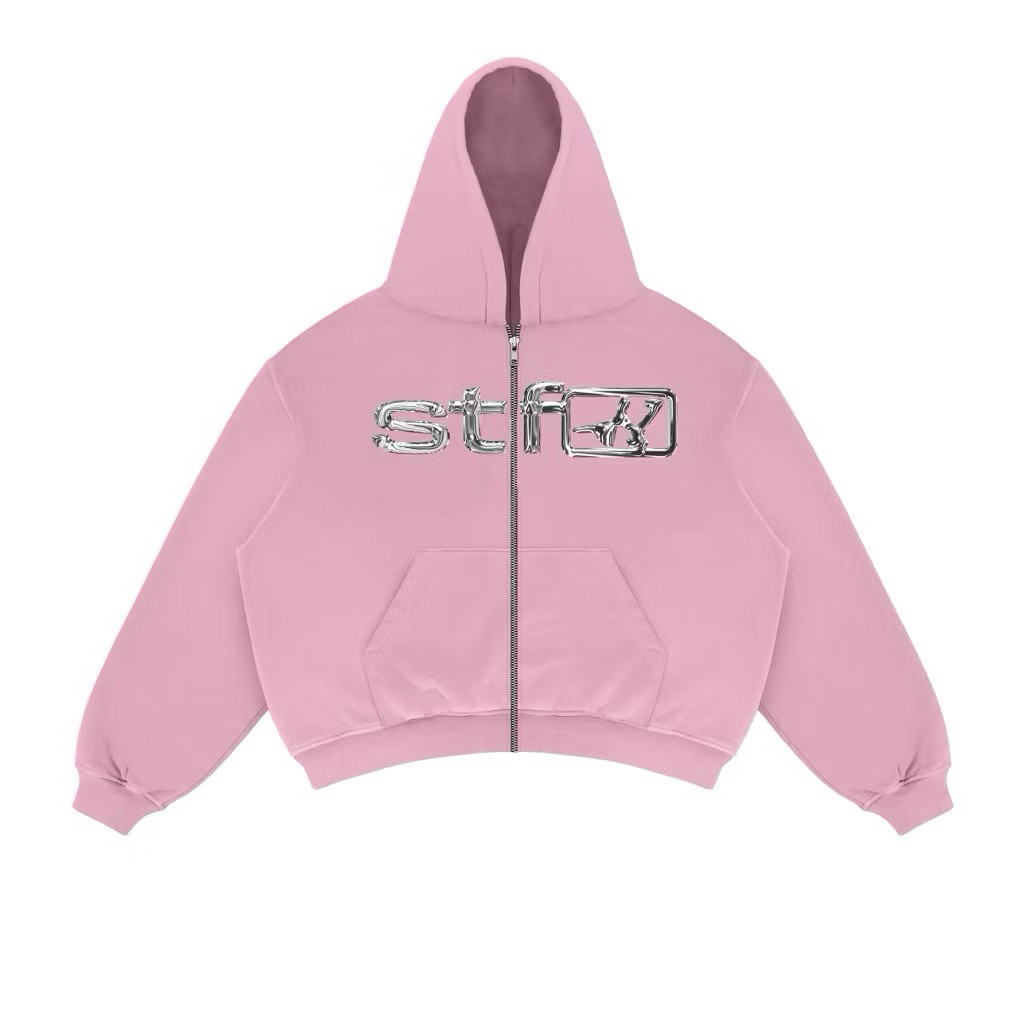 Satisfaction Hoodie Boxy Zipper 330GSM Chrome Pink_