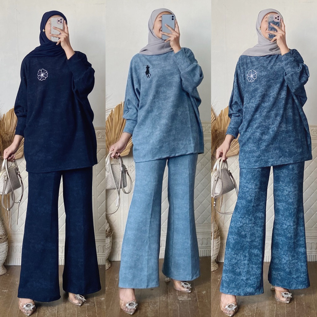 ODELIA - Kania Set Celana Odeliahijab / One set celana kaos knit premium import / One set kekinian