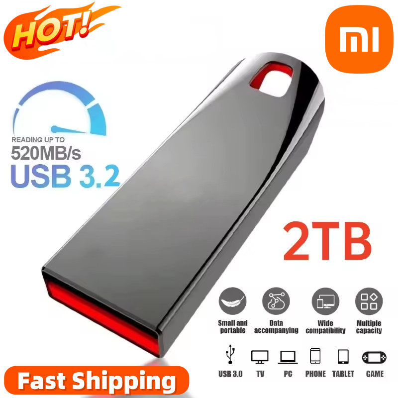 XIAOMI MIJIA 2TB USB3.2 Flash Drives High Speed Metal Pendrive 1TB Portable Usb Drive Waterproof Mem