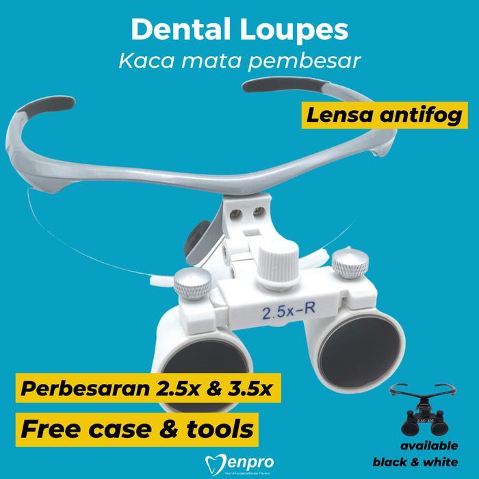 Dental Loupes / Dentist Loupe / Kaca Pembesar Dokter Gigi IMPORT - Hitam, 2.5X [Terlaris]