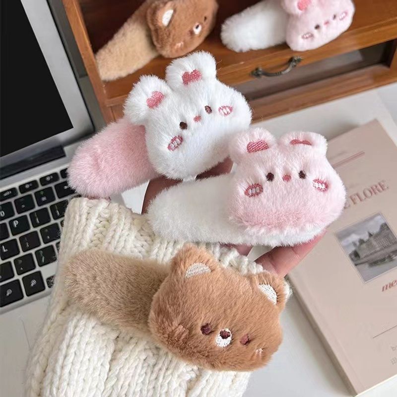 1pc Plush cartoon little bear bunny big BB clip cute autumn and winter sweet edge clip furry hair ac