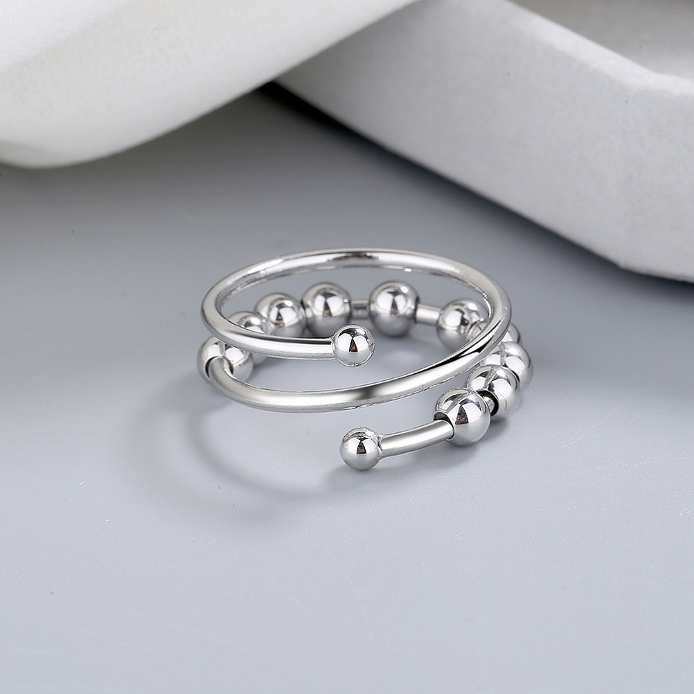 2Pcs Anxiety Rings Wear-Resistant ic Metal Finger Rings Decorative Stress Relief Fidget Ring Fidget 