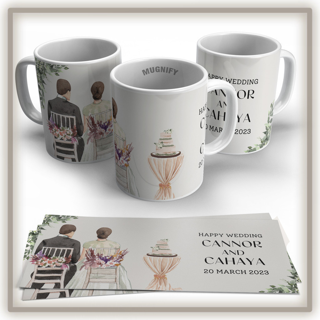 Souvenir Pernikahan Gelas Mug Custom Elegan | Hadiah & Kado Unik
