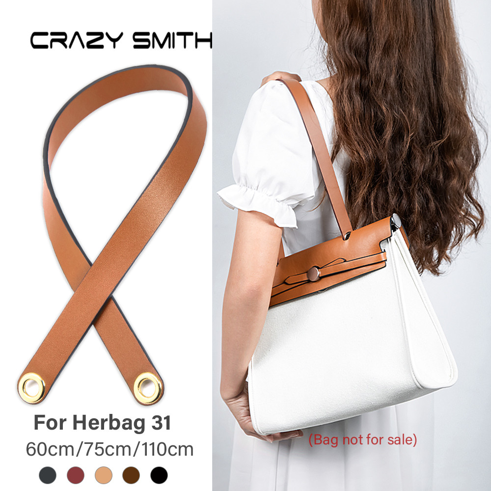 CRAZYSMITH 100% Genuine Leather Bag Strap For Hermes Herbag 31 Short Shoulder Straps 110CM Mofied Re
