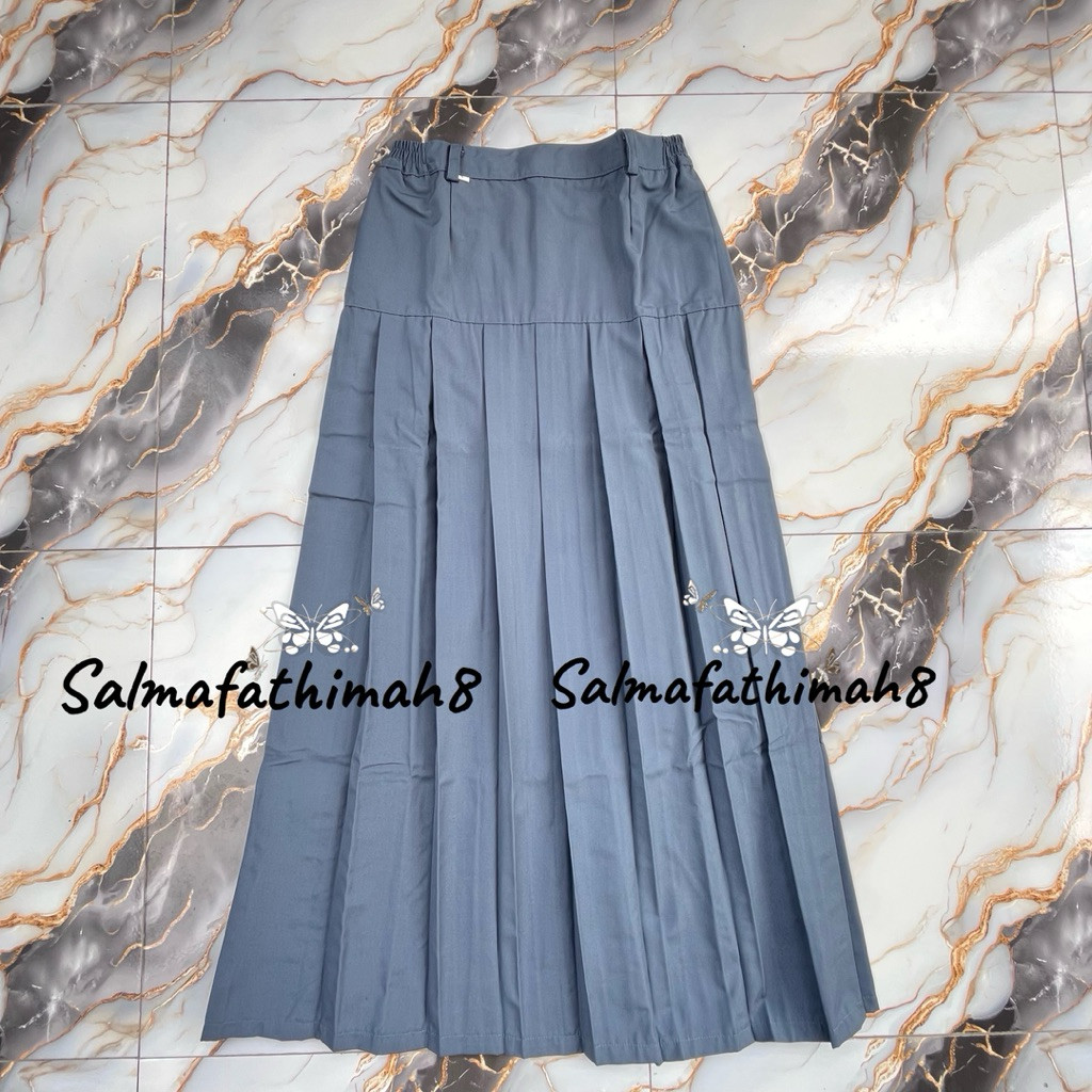 WIDHISTORE Rok SMA Baping / Bahan Famatex / Rok SMA Rempel Pinggang / Rok Abu Rempel