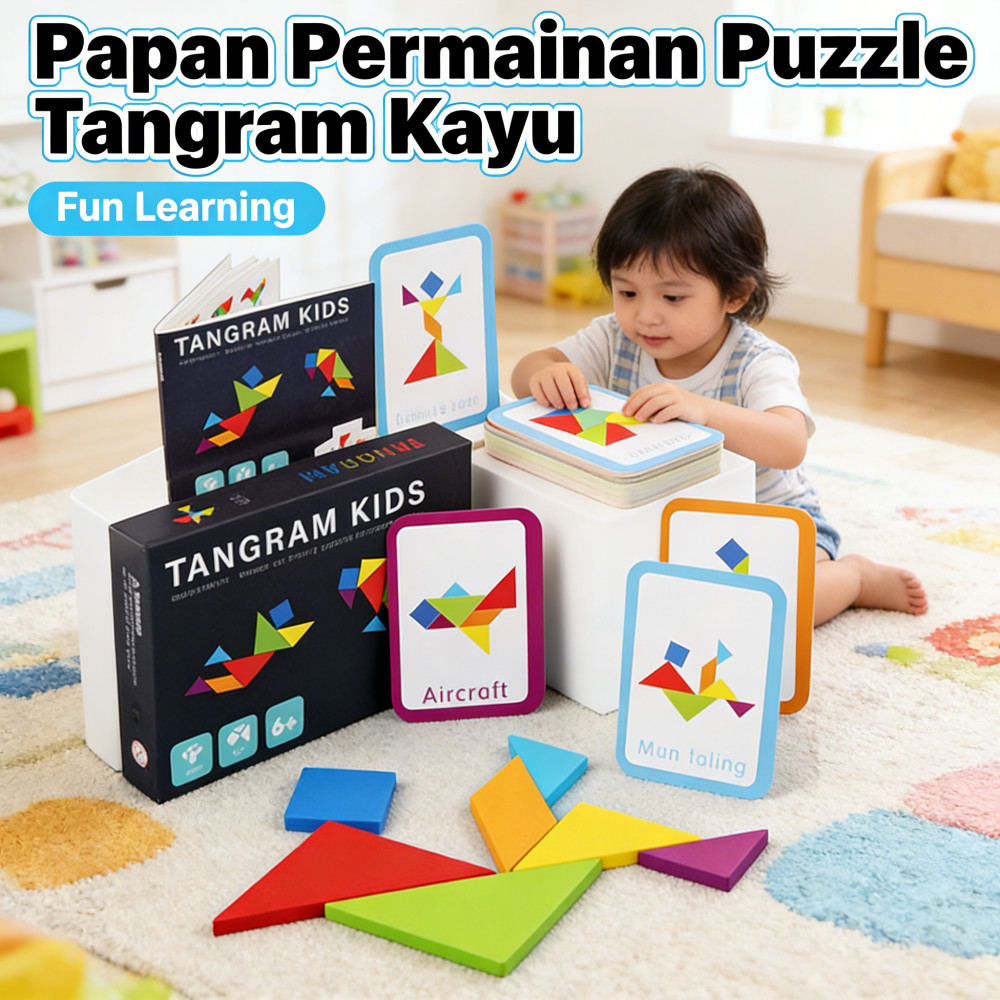 Kayu Geometri Puzzle Meningkatkan Tangram Permainan Kognitif Edukatif