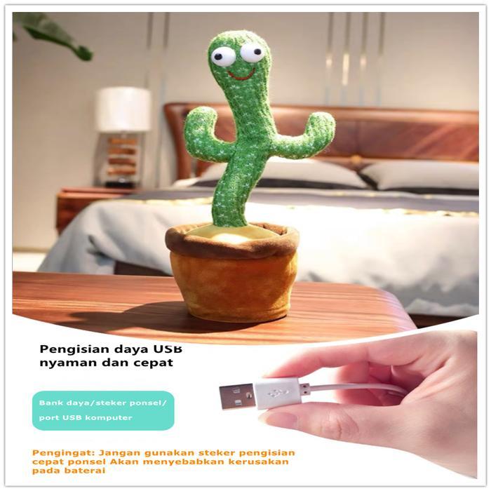 Mainan Kaktus Goyang Gerak Joget Bisa Ngomong Bicara Rekam Dancing - KAKTUS CHARGER