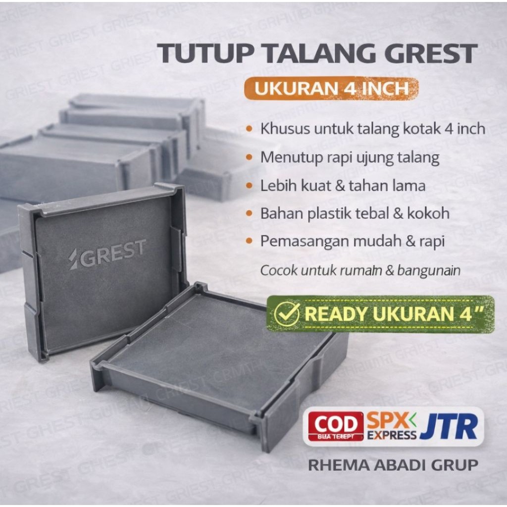 TUTUP TALANG KOTAK PVC 4 INCH / DOP TALANG AIR