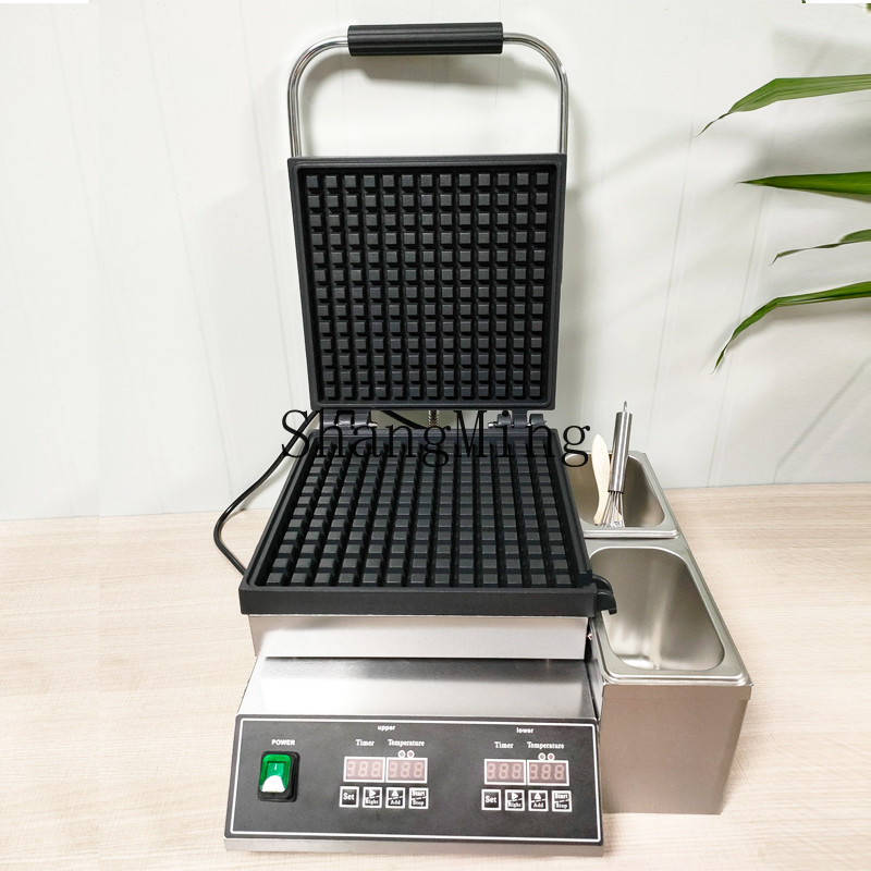 commercial electric croissant waffle machine double-sided heating plaid waffle