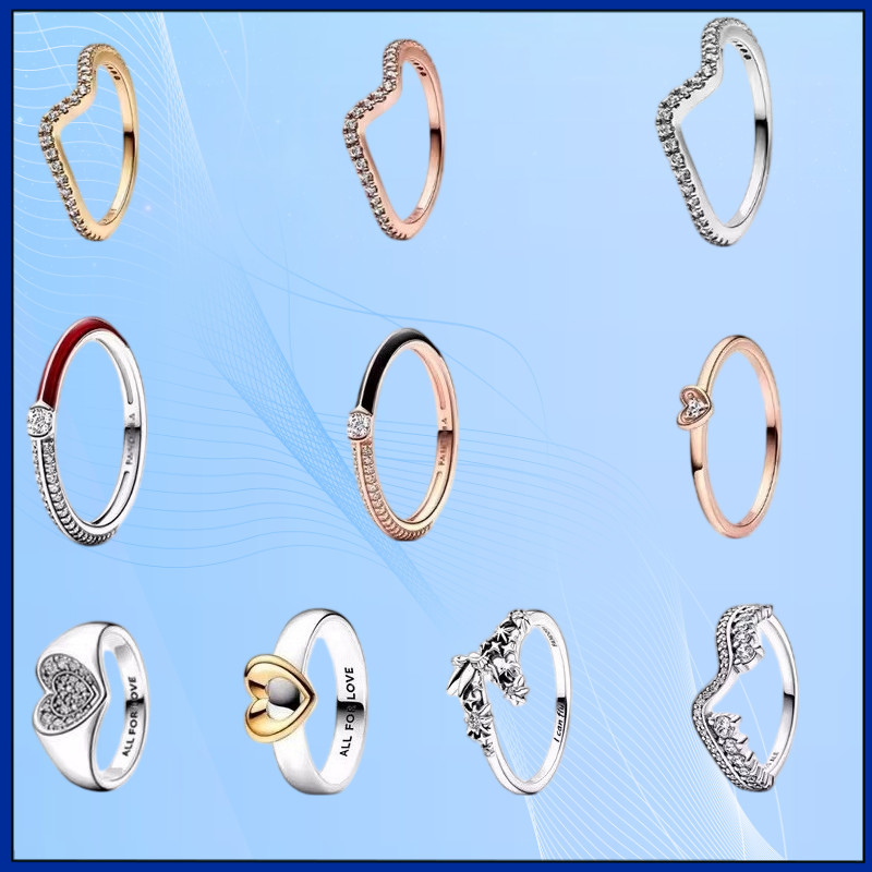Cincin perak 925 Pan, cincin hati geser dua warna baru, cincin anak perempuan.