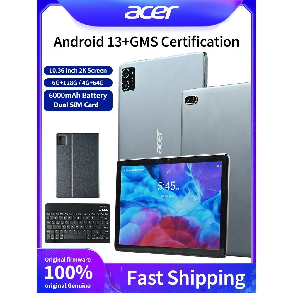 Acer Global Version Original Pad 10.4in Dual SIM WIFI HD 2K IPS Screen 6+128GB 6000mAH Tablet PC wit