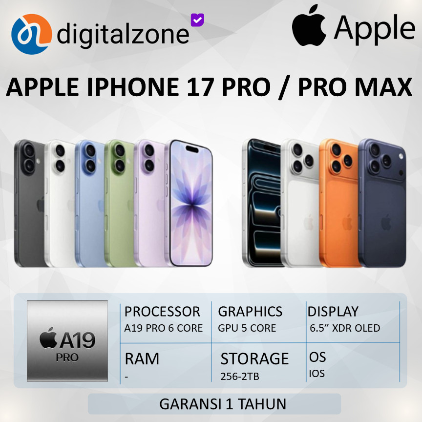 Apple Iphone 17 Iphone 17 Pro Iphone 17 Pro Max 256-512-2TB Garansi Resmi