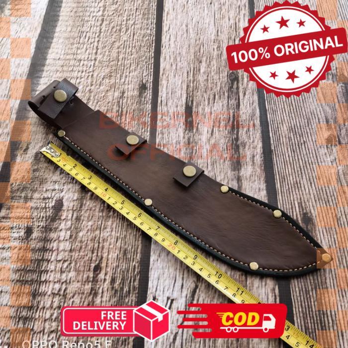 sarung pisau kulit asli tramontina Victorinox bullnose - 30-31 cm -biker