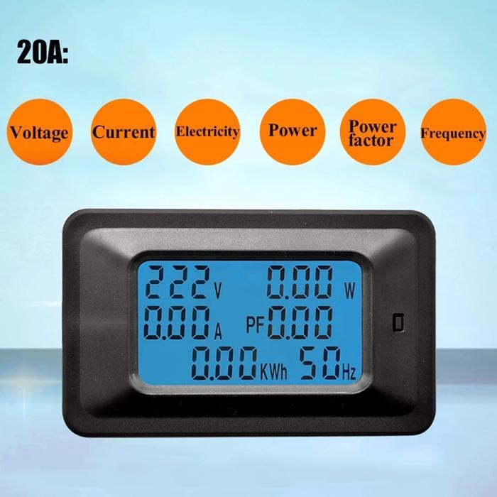 Watt KWH Meter Power Monitor Daya Digital Multifungsi 20A 100A 110 220V Wattmeter Voltmeter Ammeter 