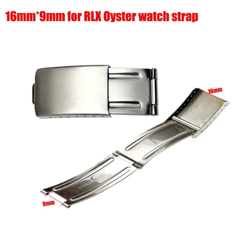 16mm*9mm Silver Wat Clasp Stainless Steel Vintage Oyster Strap Buckle Fits for RLX Tudor Date-J Stra