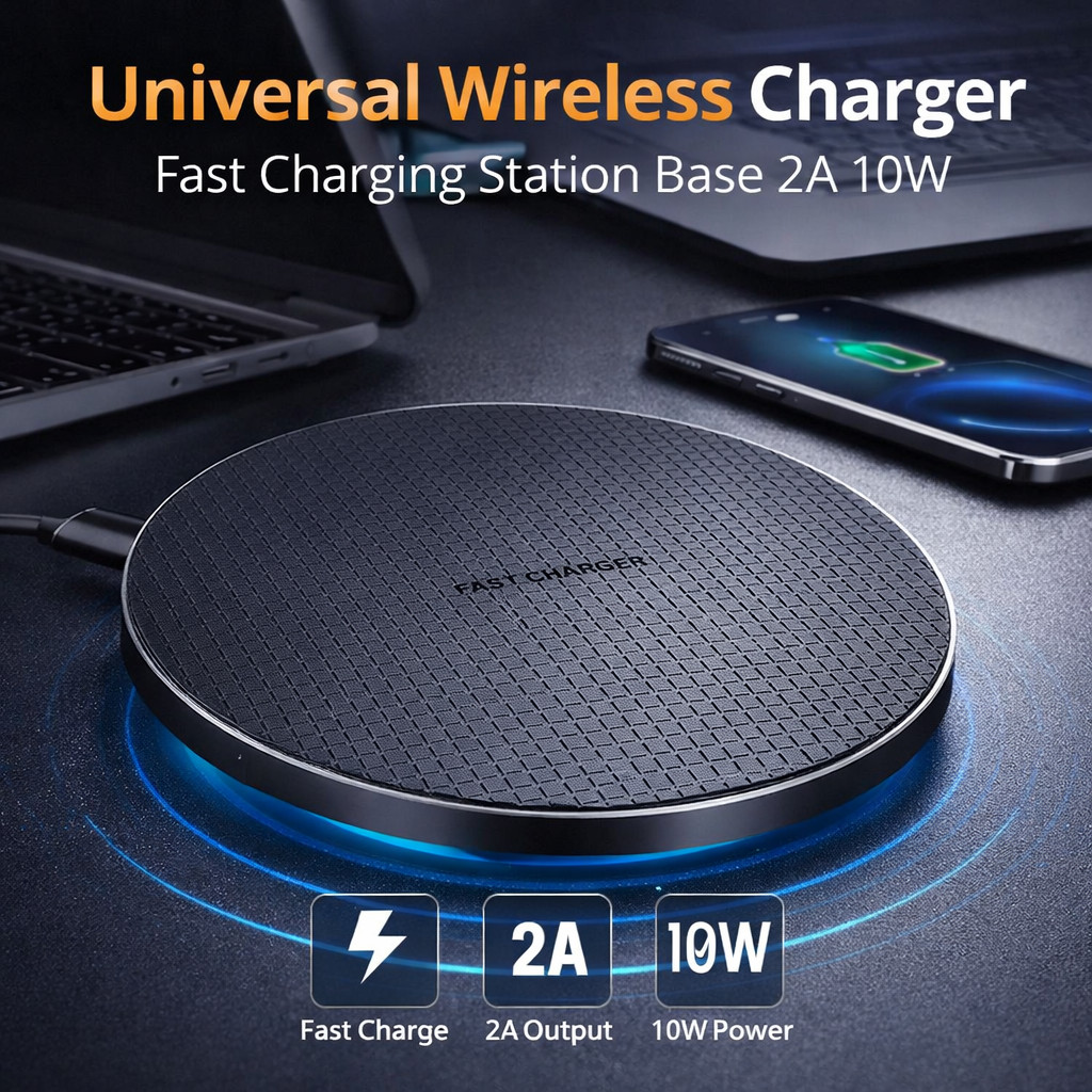Pad Wireless Charger HP Fast Charging 10W Tatakan Cas Tanpa Kabel Universal