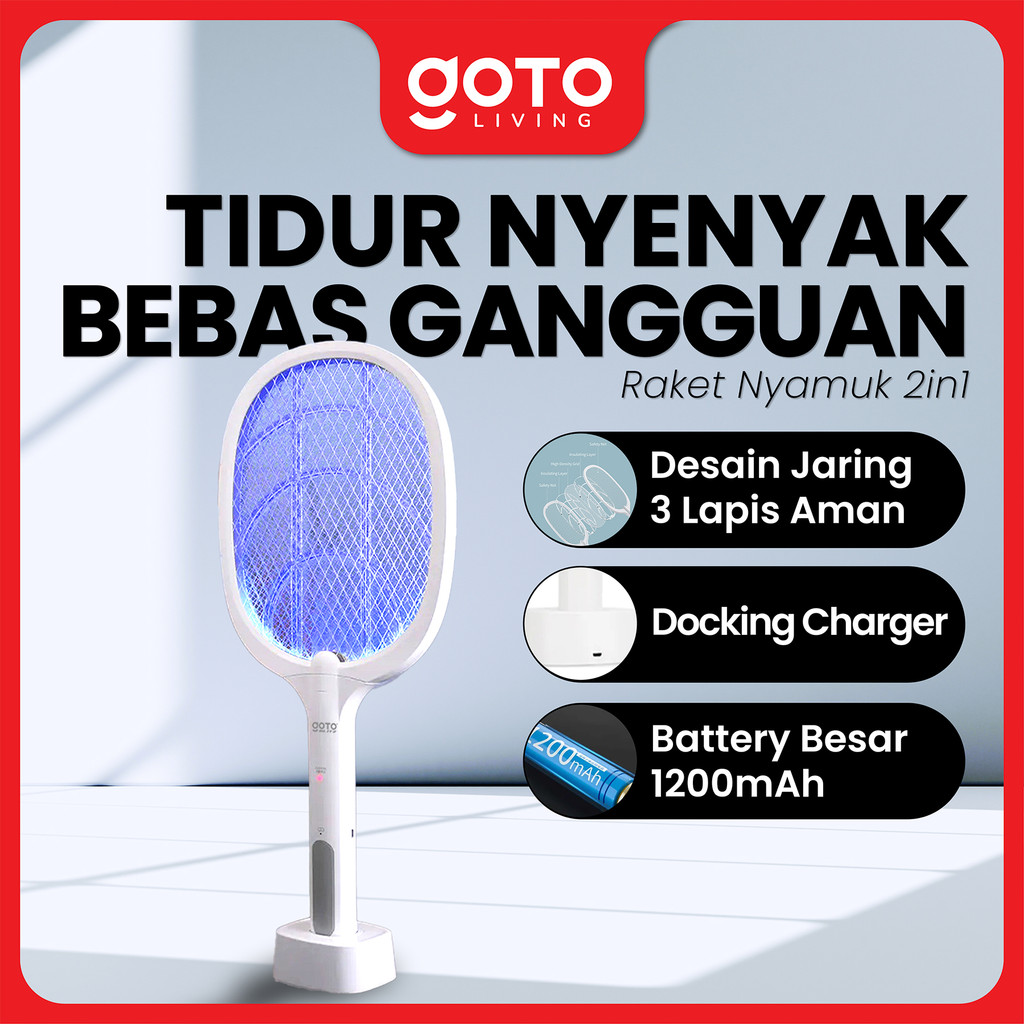 (Special Offer) Goto Blitz Raket Perangkap Pembasmi Nyamuk Elektrik 2 in 1 Charger Led