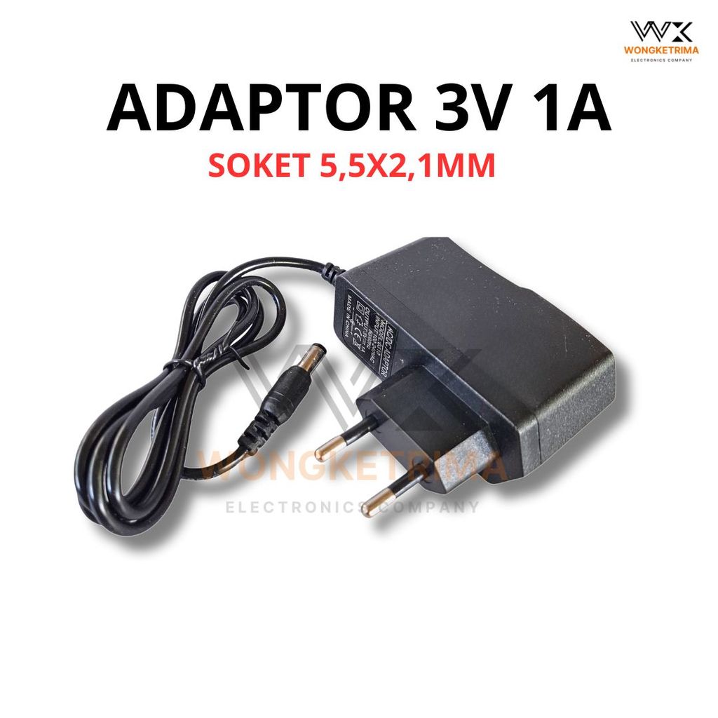 ADAPTOR DC 3V 1A POWER SUPPLY 3 VOLT 1 AMPERE