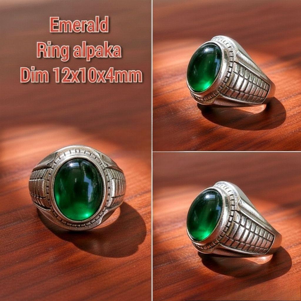 CINCIN BATU EMERALD GREEN RING ALPAKA CAKEP
