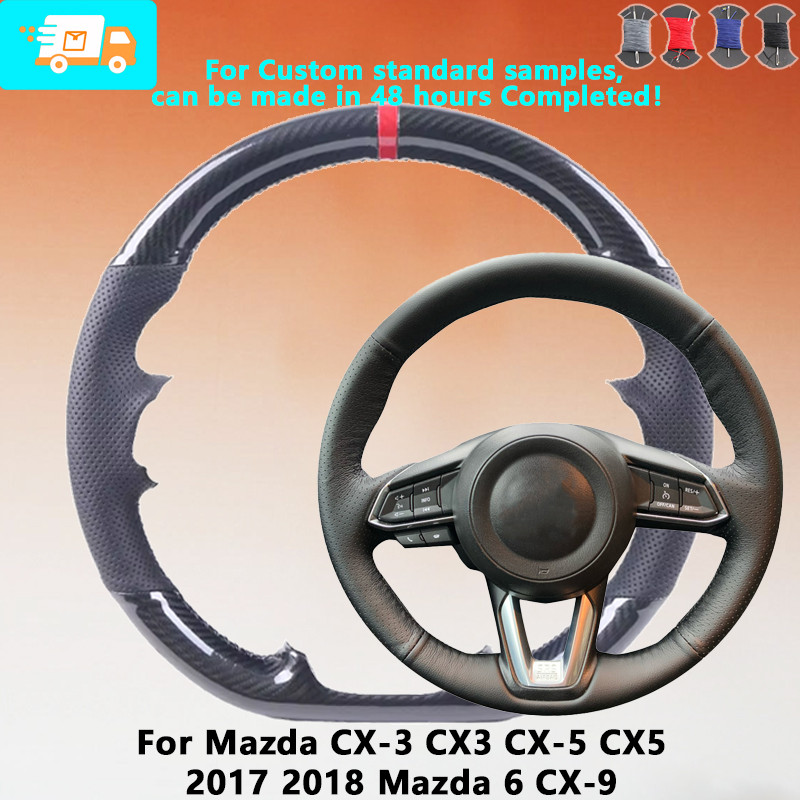 Customize Carbon Fiber Leather Car Steering Wheel Cover For Mazda CX-3 CX3 CX-5 CX5 2017 2018 Mazda 