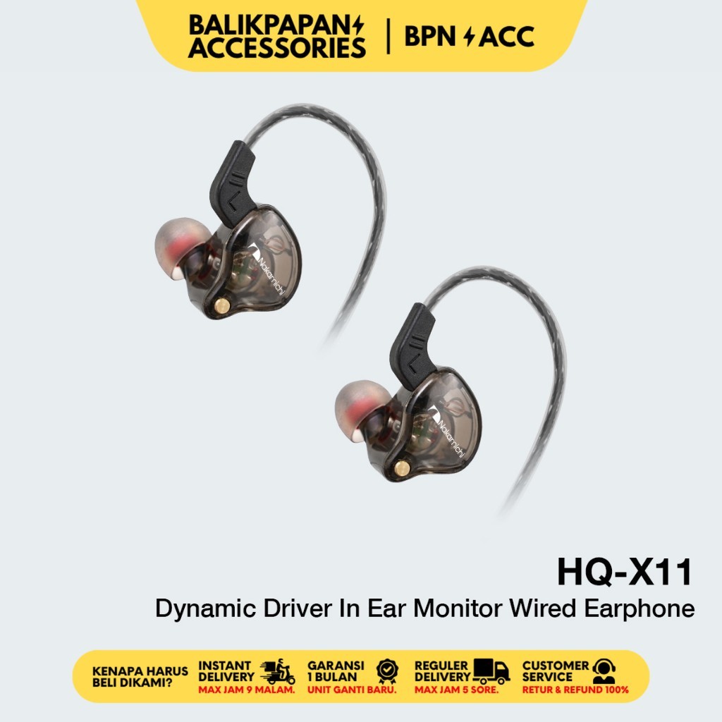 Nakamichi HQ-X11 Dynamic Driver In Ear Monitor Wired Earphone Mic - BALIKPAPAN ACC