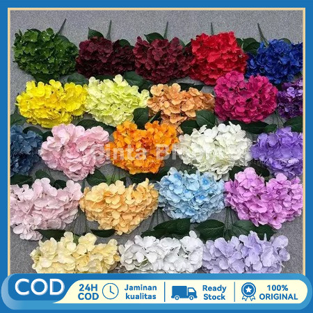 COD Bunga Hortensia Artificial Jumbo 5 Cabang - Hiasan untuk Wedding & Kamar Rumah