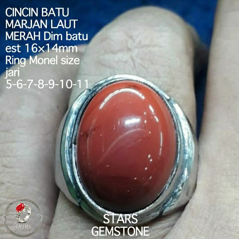 CINCIN BATU MARJAN LAUT MERAH NATURAL ALAM 100%