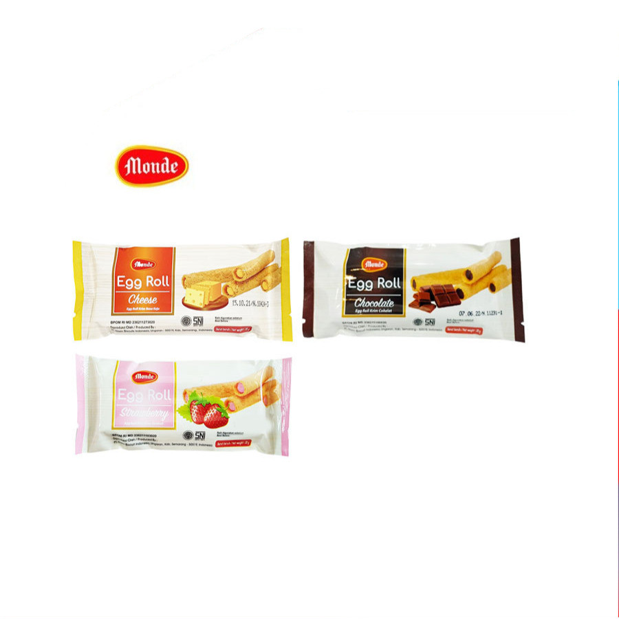 [UniGrosir] Monde Egg Roll Chocolate | Cheese | Strawberry Stick Biskuit 35 gr x 10 pcs Keju