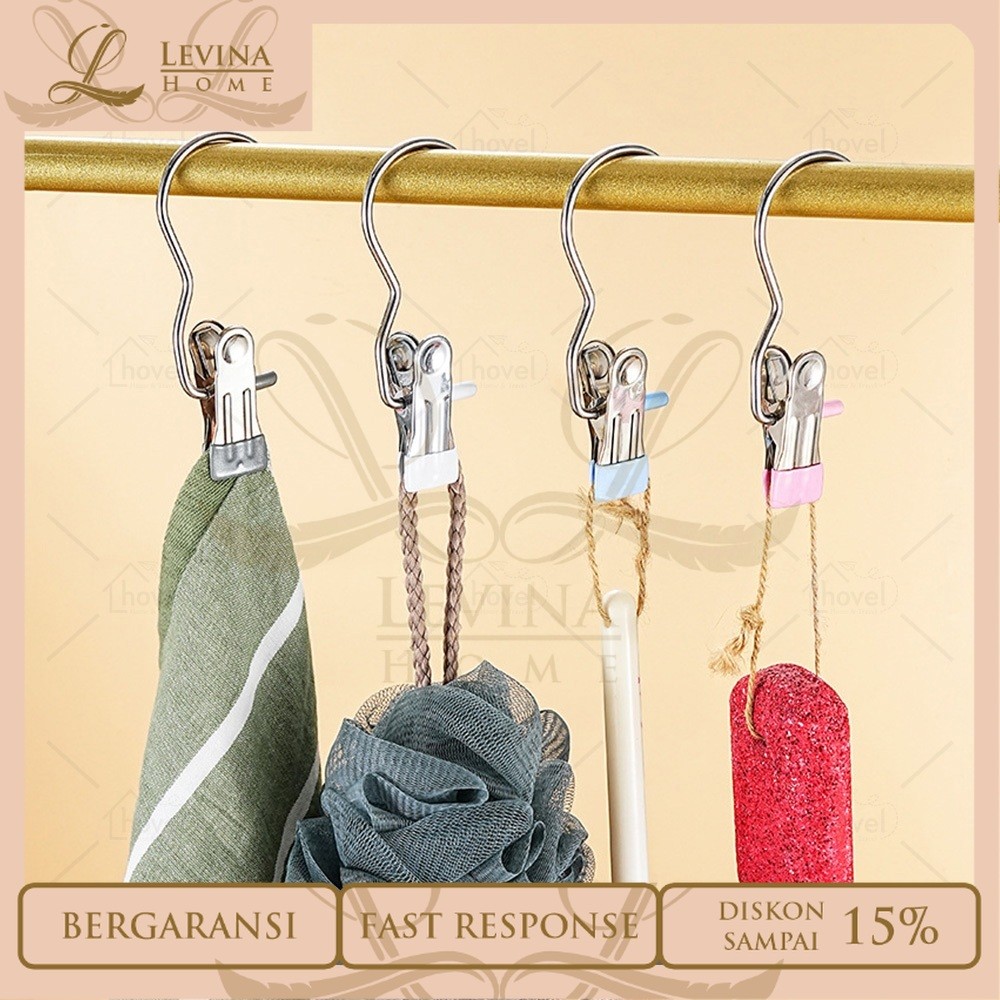 Gantungan Jemuran Mini Stainless Steel Serbaguna Hanger Kaos kaki Penjepit Baju Jepit Pakaian Klip U