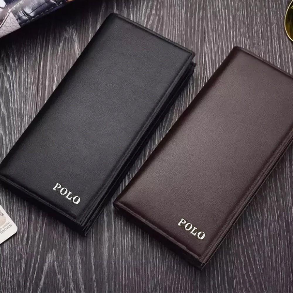 Dompet Pria Polo Wallet Panjang Kulit PU Terbaru Warna Hitam dan Coklat