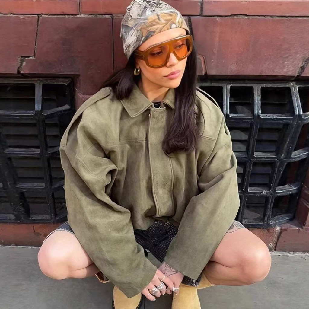 Women's Fashion Pilot Suede Jacket Casual Top