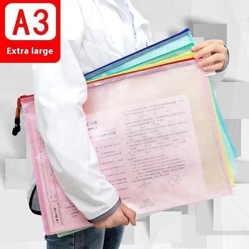 A3 Size, Clear Zipper Bag, Waterproof And Dust-Proof, Mesh Zipper Bag, For Documents, Paper, Documen
