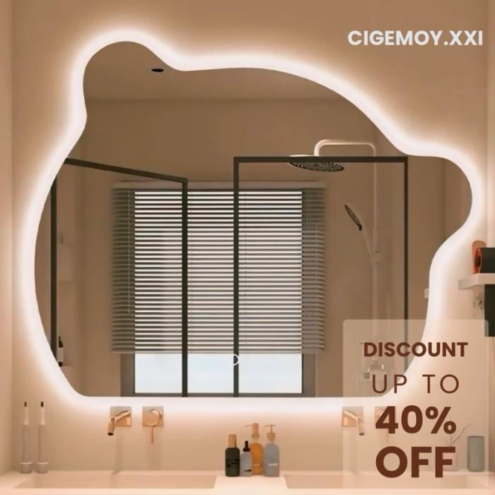 Cermin Dinding Beruang Aesthetic Gantung [GARANSI 100%] Free Packing - 50x42cm Saklar, Biru