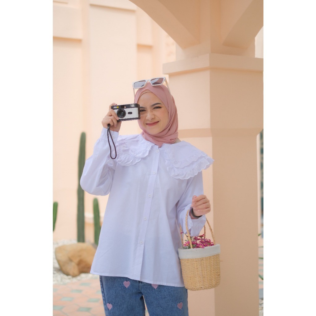 QN HILINA SHIRT - Kemeja Wanita Full Kancing Bahan Adem & Trend Kekinian QANITA